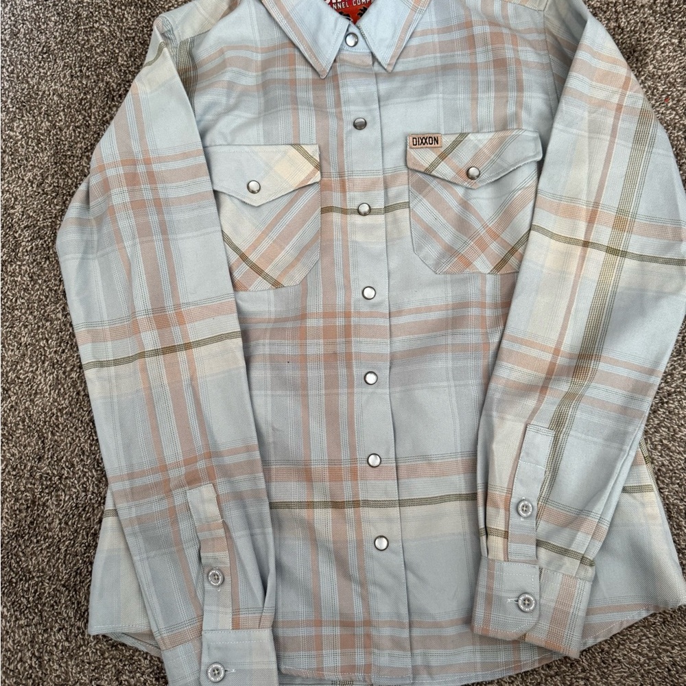 DIXXON The Malibu Women’s Light Blue and Tan Plaid Shirt
